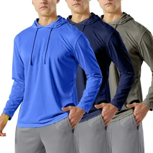 3PC or 6PC Mens UPF 50  Sun Protection Lightweight Long Sleeve Hoodie, Quick-Dry SPF UV Shirt for Outdoor Active Wear