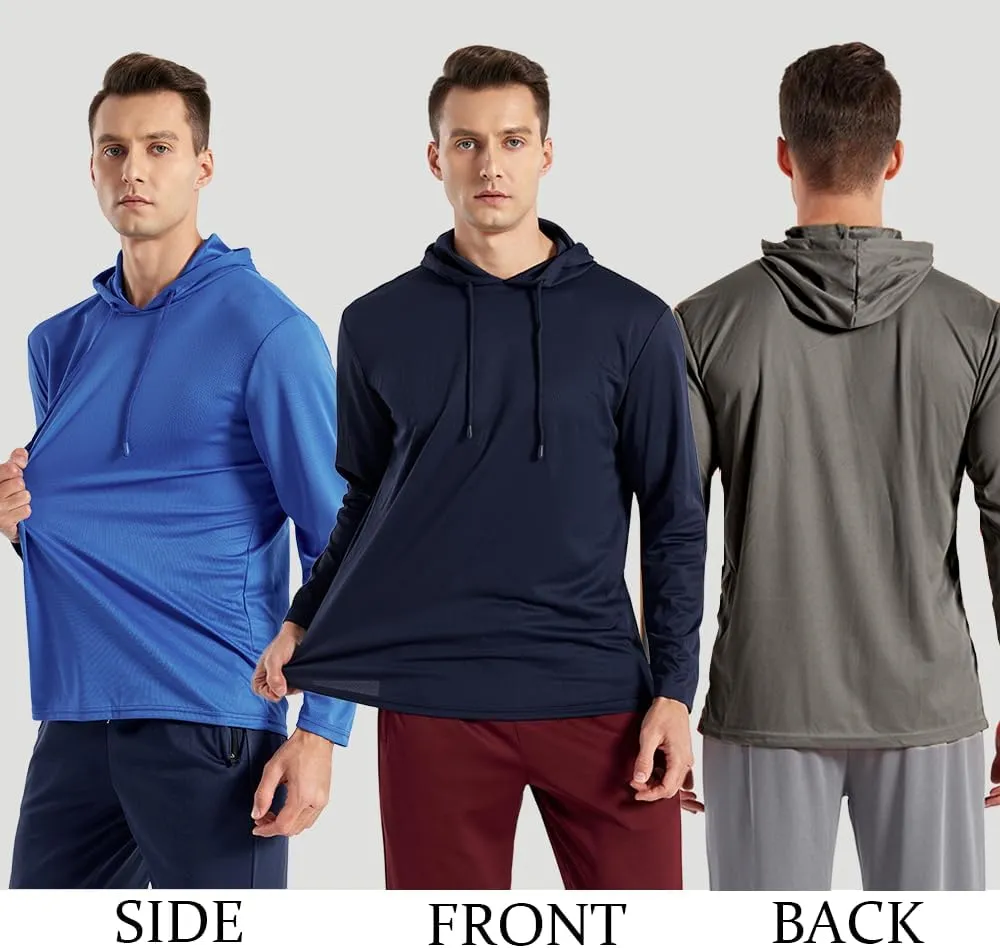 3PC or 6PC Mens UPF 50  Sun Protection Lightweight Long Sleeve Hoodie, Quick-Dry SPF UV Shirt for Outdoor Active Wear