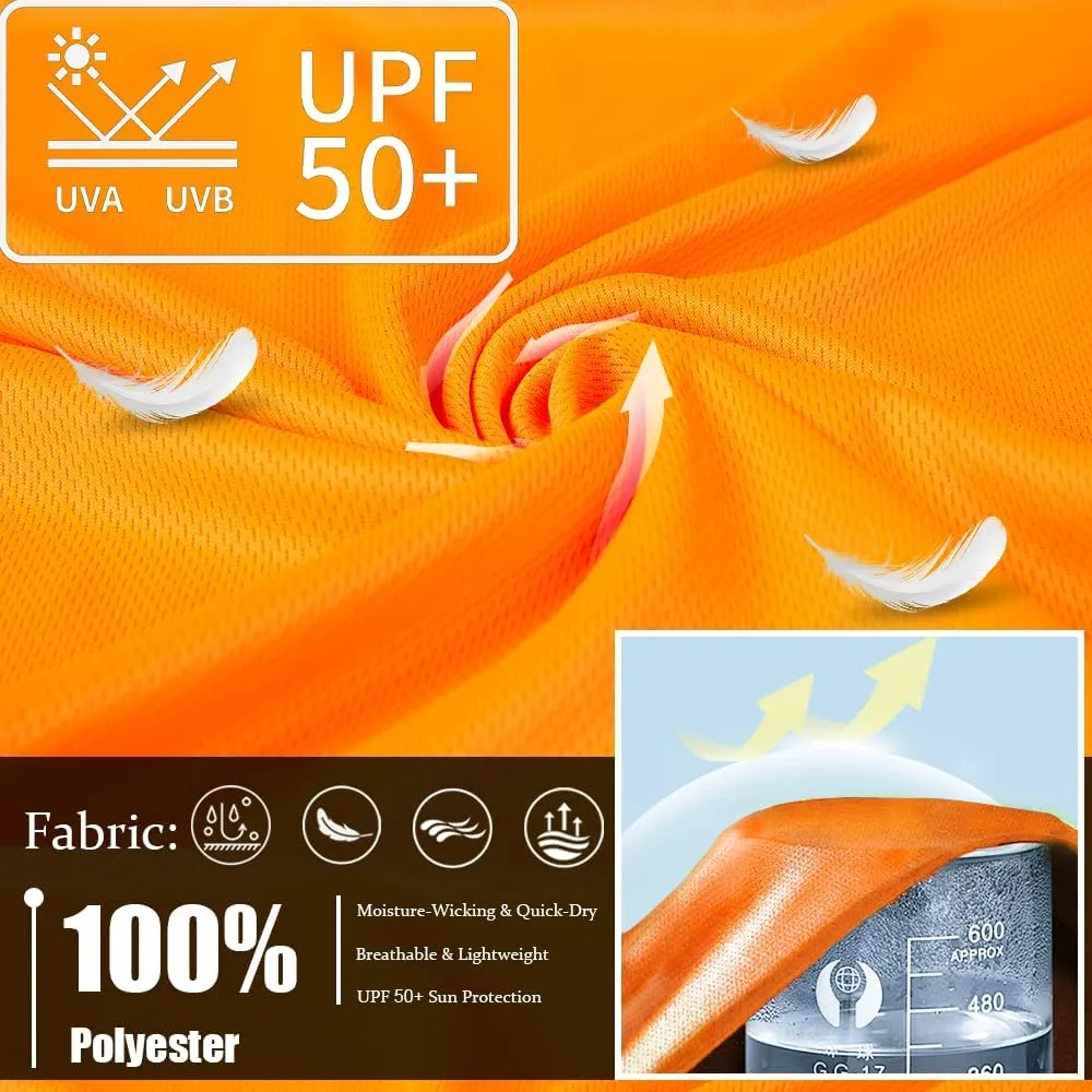 3PC or 6PC Mens UPF 50  Sun Protection Lightweight Long Sleeve Hoodie, Quick-Dry SPF UV Shirt for Outdoor Active Wear