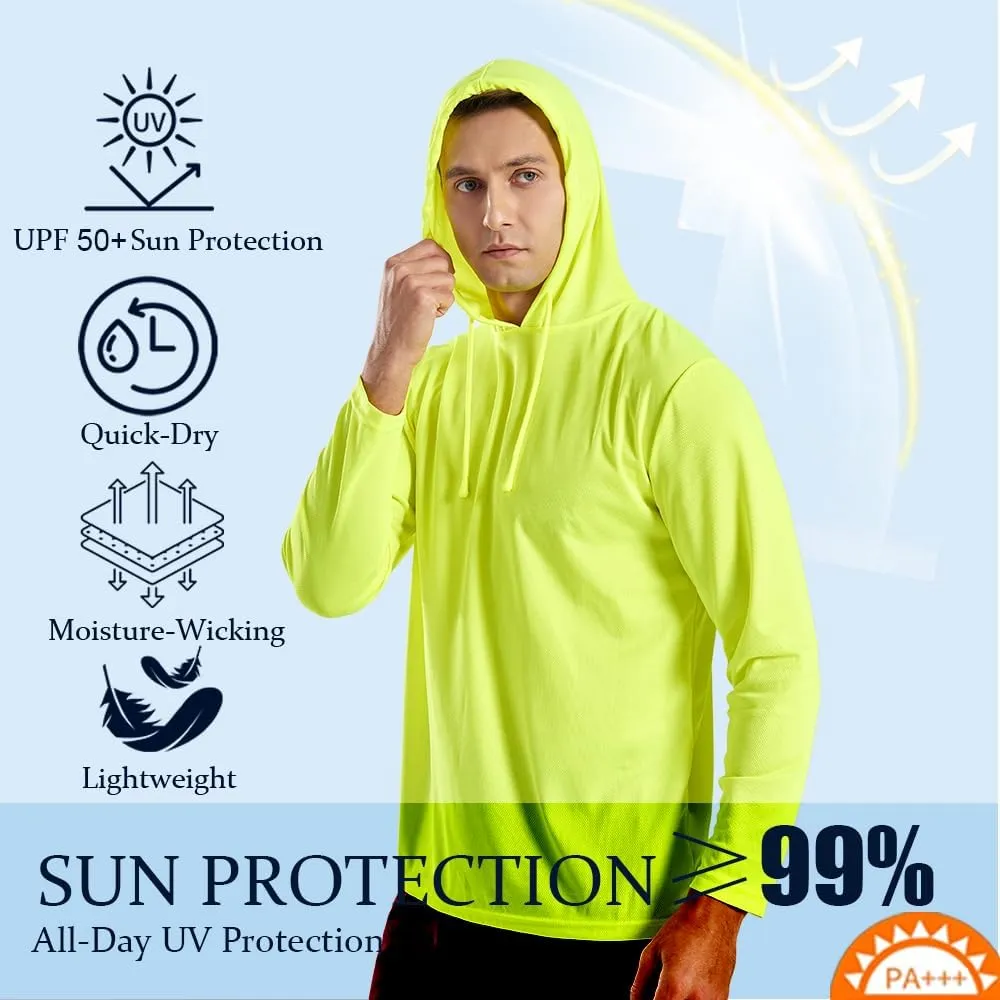 3PC or 6PC Mens UPF 50  Sun Protection Lightweight Long Sleeve Hoodie, Quick-Dry SPF UV Shirt for Outdoor Active Wear
