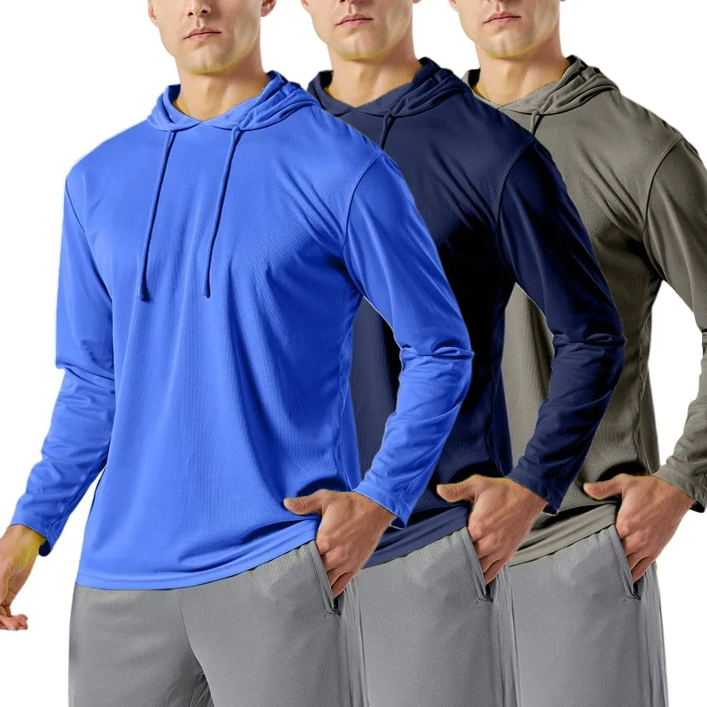 3PC or 6PC Mens UPF 50  Sun Protection Lightweight Long Sleeve Hoodie, Quick-Dry SPF UV Shirt for Outdoor Active Wear