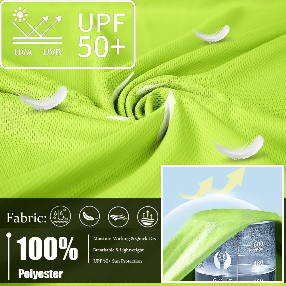 3PC or 6PC Mens UPF 50  Sun Protection Lightweight Long Sleeve Hoodie, Quick-Dry SPF UV Shirt for Outdoor Active Wear