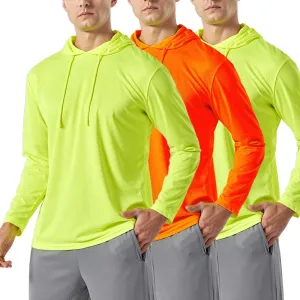 3PC or 6PC Mens UPF 50  Sun Protection Lightweight Long Sleeve Hoodie, Quick-Dry SPF UV Shirt for Outdoor Active Wear