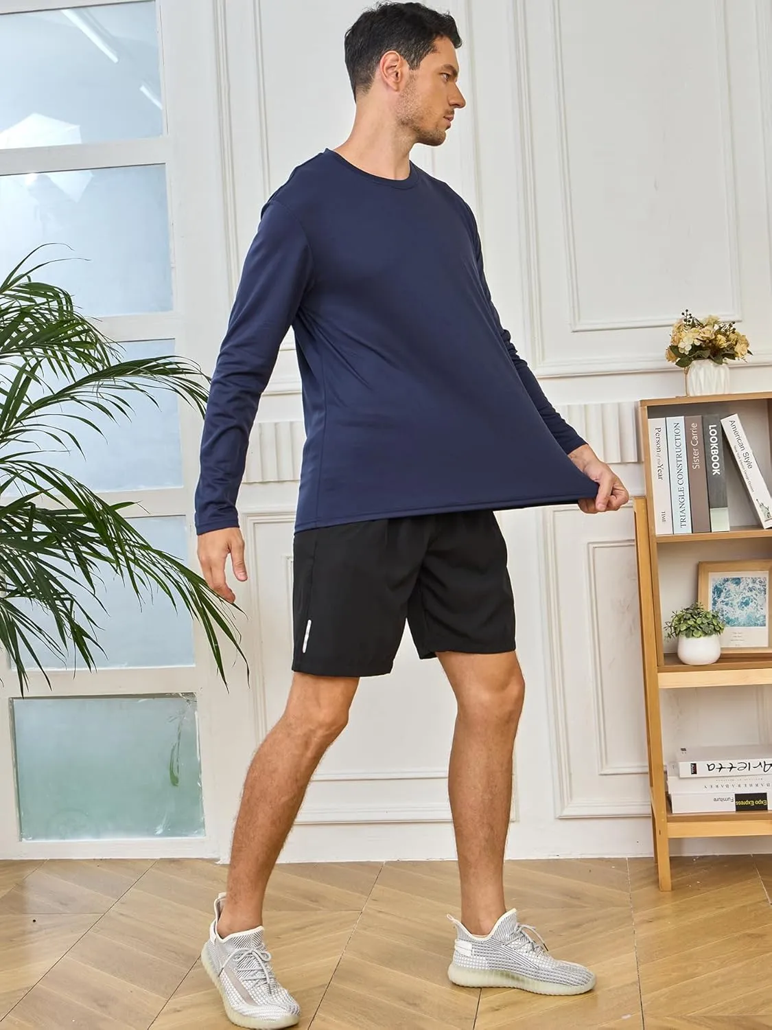5 Pack Mens Long Sleeve Quick Dry Active Athletic T Shirt Running Gym Workout Tee Tops
