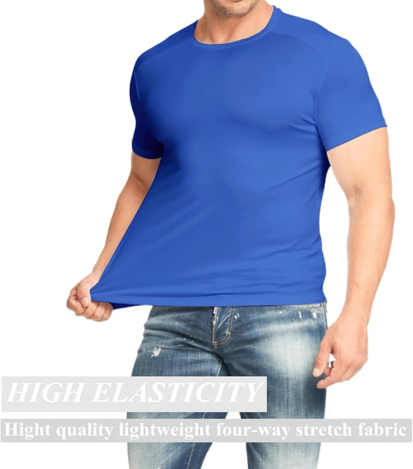 5 Pack Mens Workout T Shirts Running Athletic Quick Dry Short Sleeve Crew Neck Polyester Summer Performance Tee