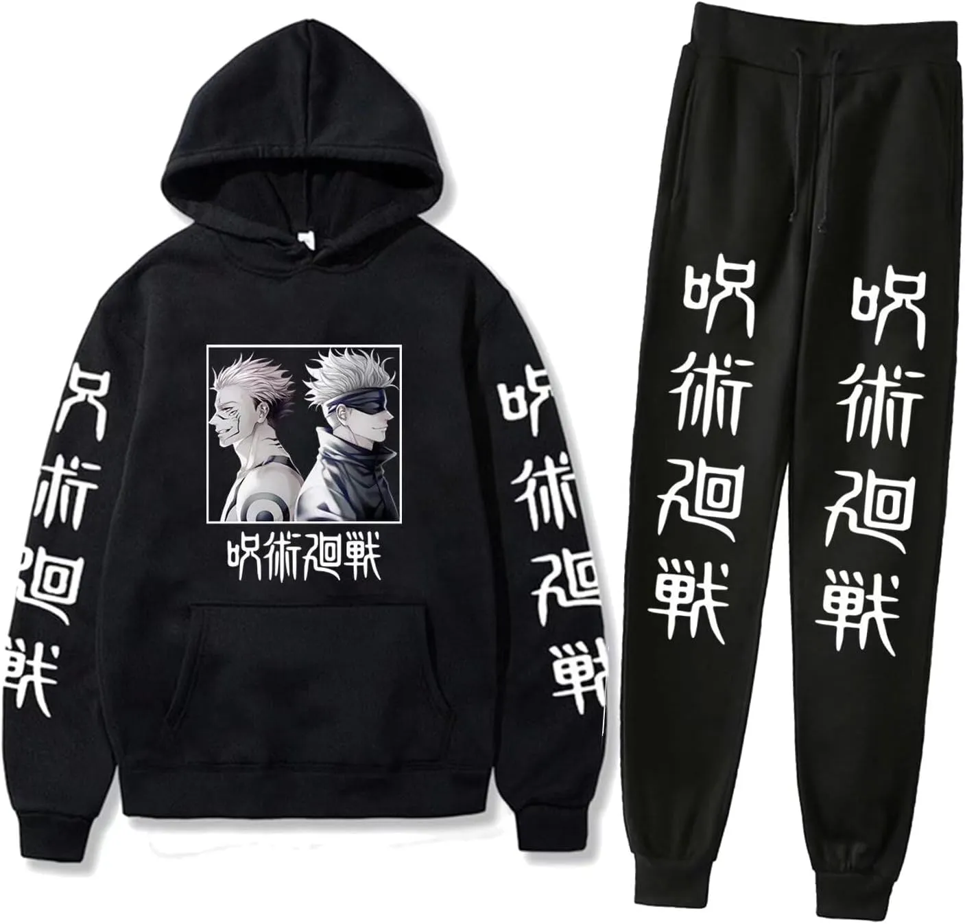 ACEFAST INC Cool Satoru Gojo Itadori Yuji Nobara Harajuku Anime Unisex Hoodie Pullovers Sweatpants 2 Pieces Set