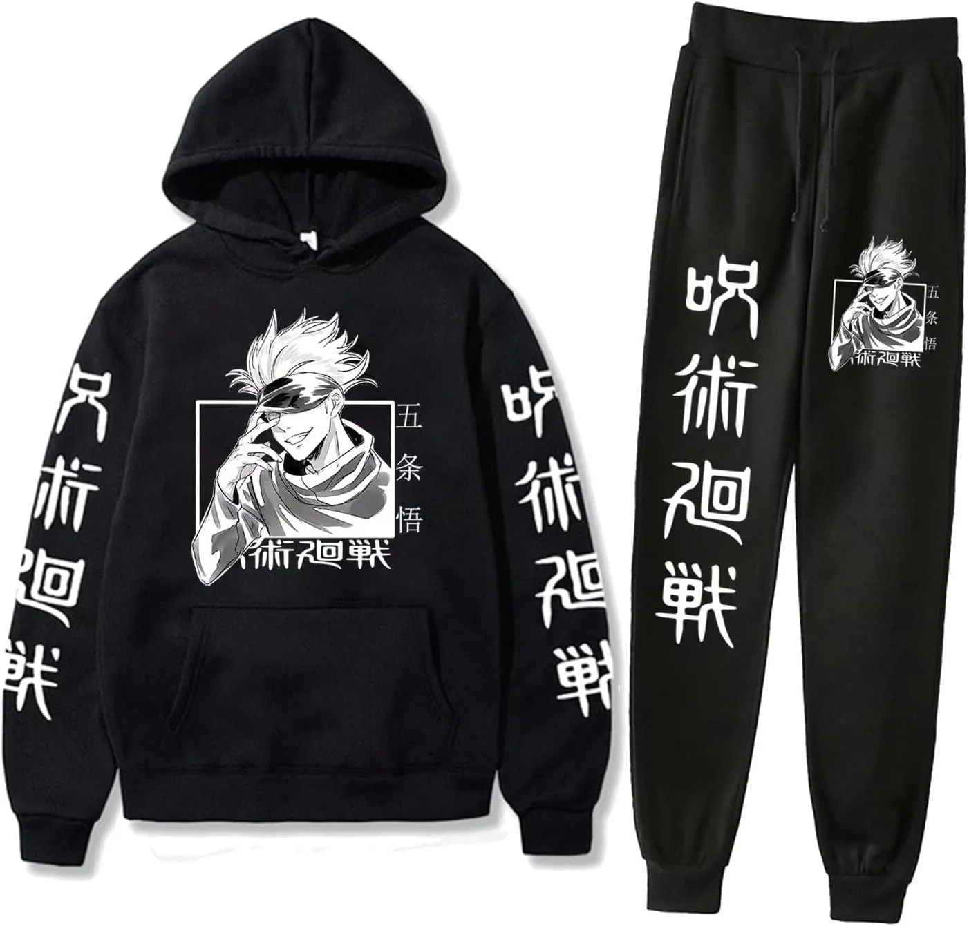 ACEFAST INC Cool Satoru Gojo Itadori Yuji Nobara Harajuku Anime Unisex Hoodie Pullovers Sweatpants 2 Pieces Set