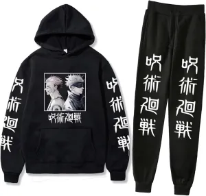 ACEFAST INC Cool Satoru Gojo Itadori Yuji Nobara Harajuku Anime Unisex Hoodie Pullovers Sweatpants 2 Pieces Set