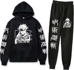 ACEFAST INC Cool Satoru Gojo Itadori Yuji Nobara Harajuku Anime Unisex Hoodie Pullovers Sweatpants 2 Pieces Set