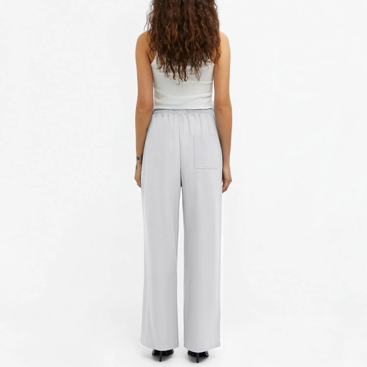 ADHOWBEW Lightweight Capri Pants for Women Casual Cotton Summer Dressy High Waist Drawstring Flowy Slacks with Pockets