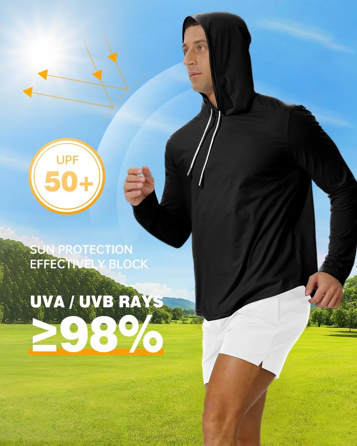 AIMPACT Men's Sun Protection Shirts UV SPF UPF 50  Long Short Sleeve Hoodie Rash Guard Fishing Swimming Shirt Lightweight