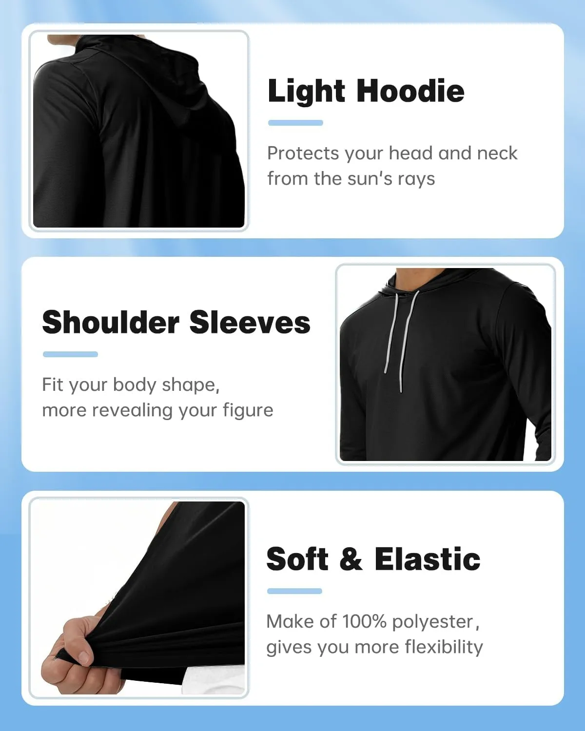 AIMPACT Men's Sun Protection Shirts UV SPF UPF 50  Long Short Sleeve Hoodie Rash Guard Fishing Swimming Shirt Lightweight