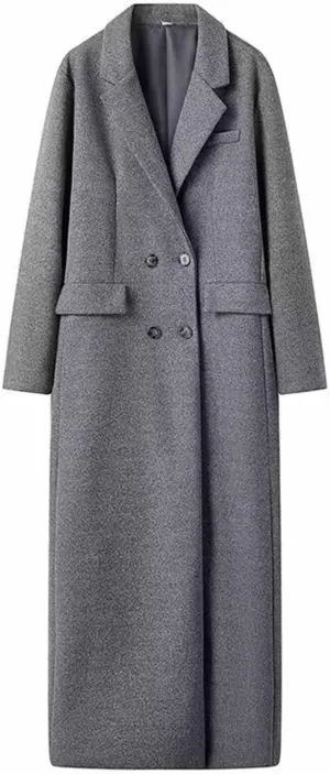 Akklian Women's Dress Coat Turndown Collar Belted Peacoat Trench Coats Trendy Wool Blend Jacket Overcoat Fall Winter 2024