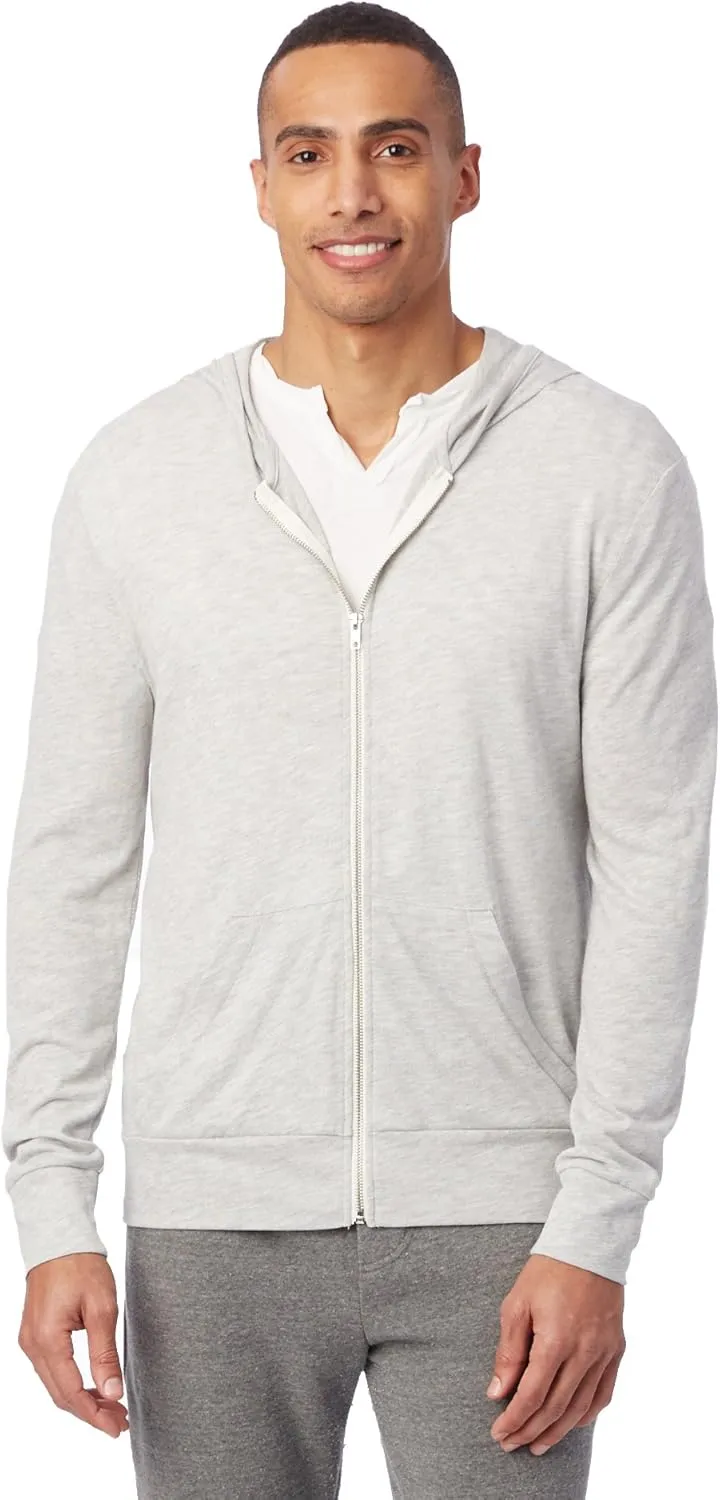 Alternative Men's Hoodie, Eco Zip Up Camo Triblend Jersey Hooded Sweatshirt
