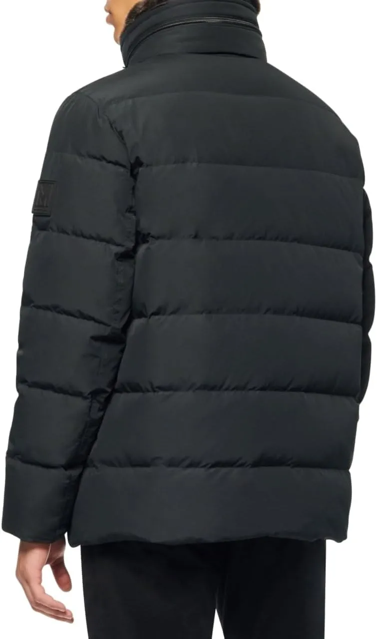 Andrew Marc Men's Short Water Resistant Godwin Down Jacket Rib Knit at Storm Cuffs