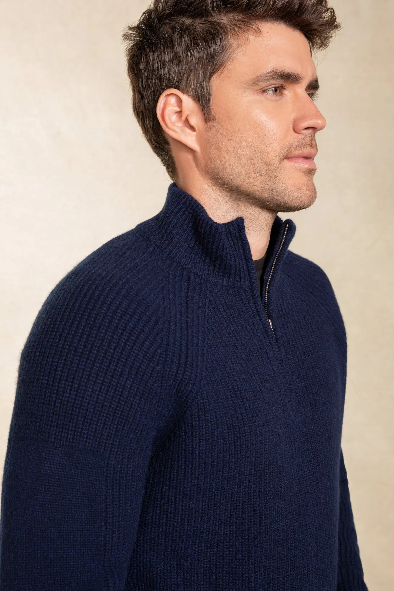 ASHTON QUARTER-ZIP CASHMERE SWEATER