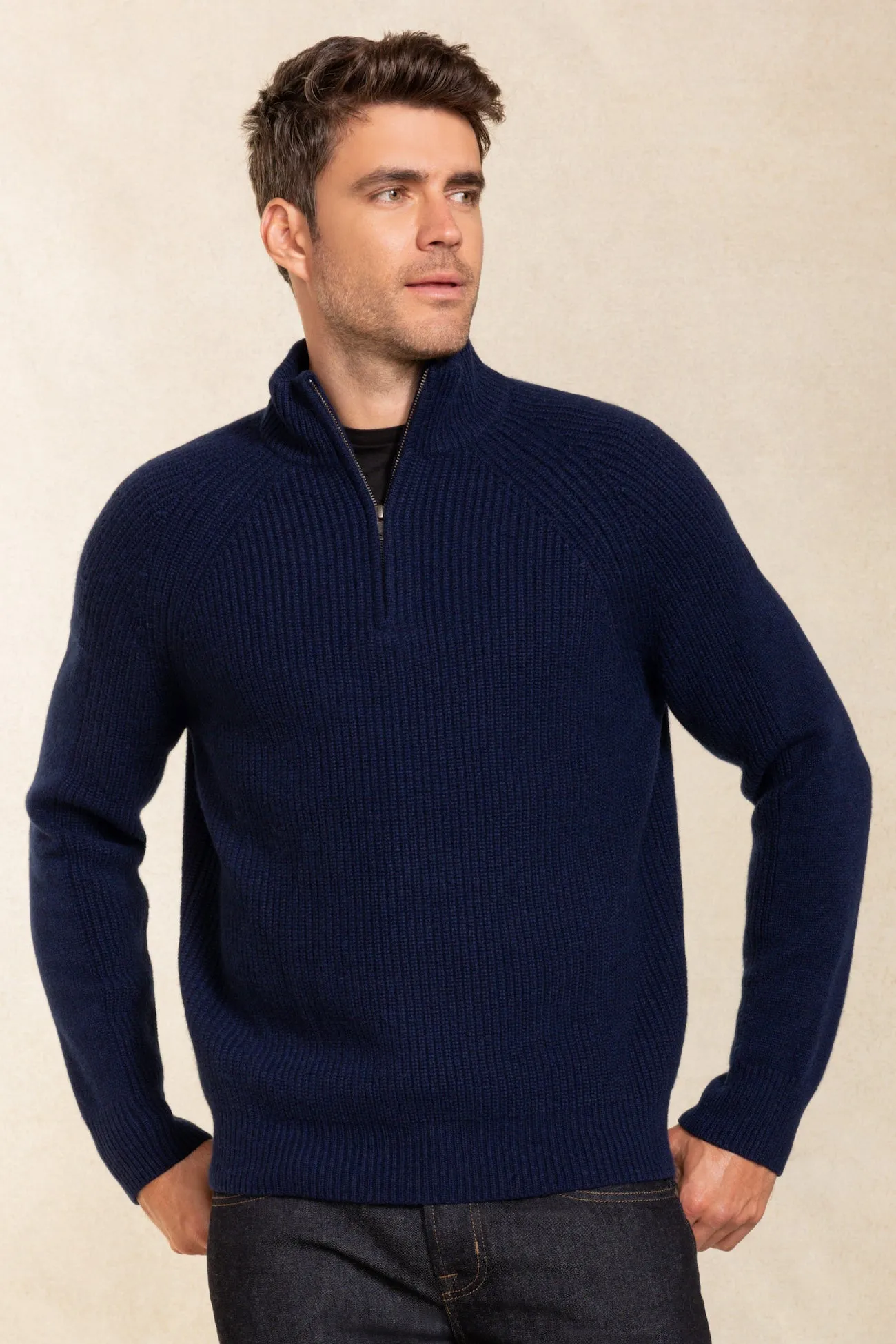 ASHTON QUARTER-ZIP CASHMERE SWEATER