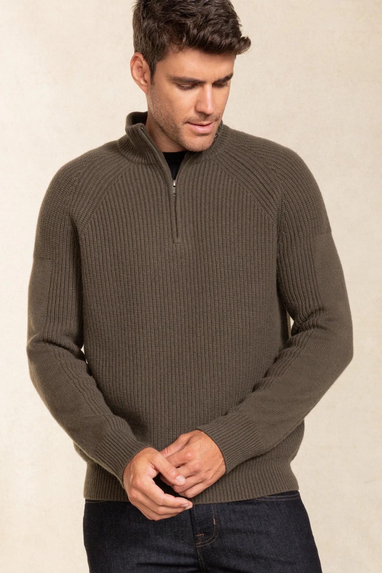 ASHTON QUARTER-ZIP CASHMERE SWEATER