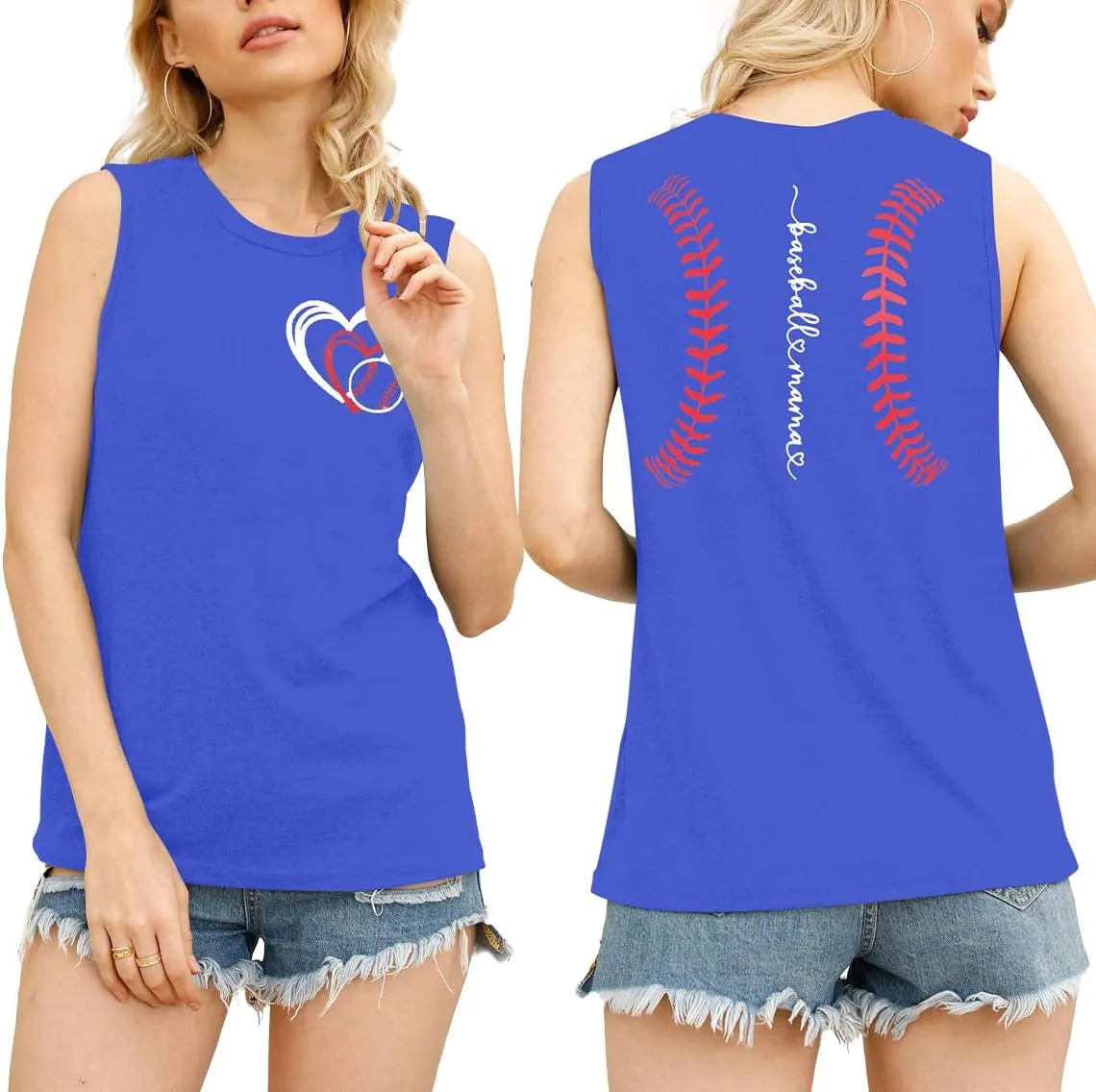 Baseball Mom Tank Top for Women Casual Baseball Graphic Summer Tops Cute Sleeveless Vest Tee