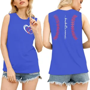Baseball Mom Tank Top for Women Casual Baseball Graphic Summer Tops Cute Sleeveless Vest Tee
