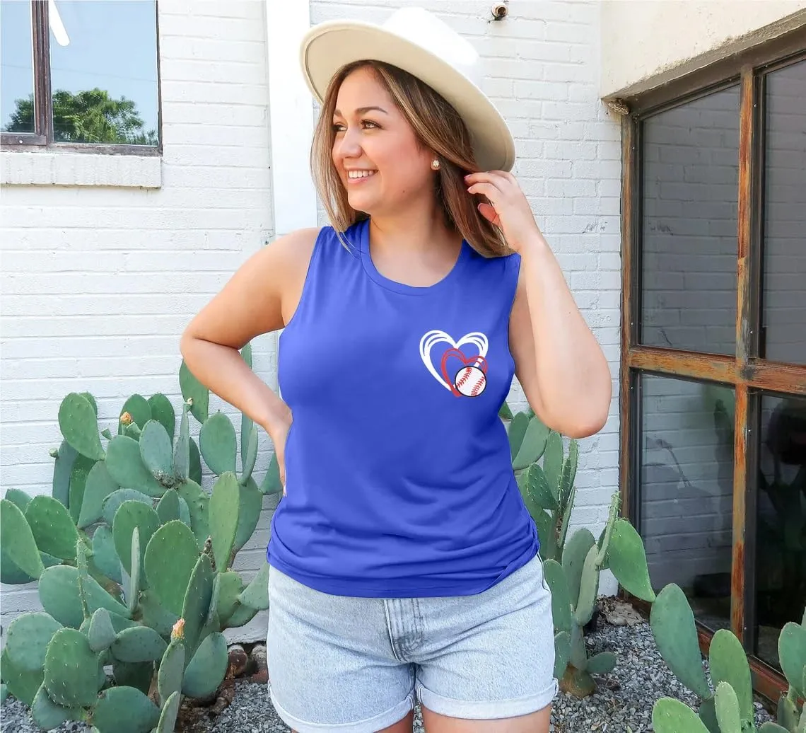 Baseball Mom Tank Top for Women Casual Baseball Graphic Summer Tops Cute Sleeveless Vest Tee
