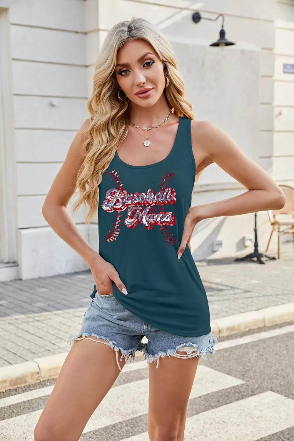 Baseball Mom Tank Tops Women: Baseball Shirts Game Day Gifts Summer Softball Mom Sleeveless Workout Vest