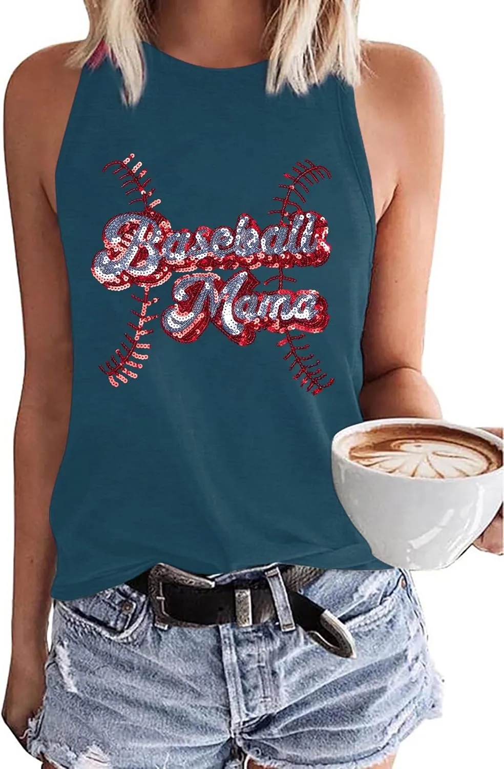 Baseball Mom Tank Tops Women: Baseball Shirts Game Day Gifts Summer Softball Mom Sleeveless Workout Vest