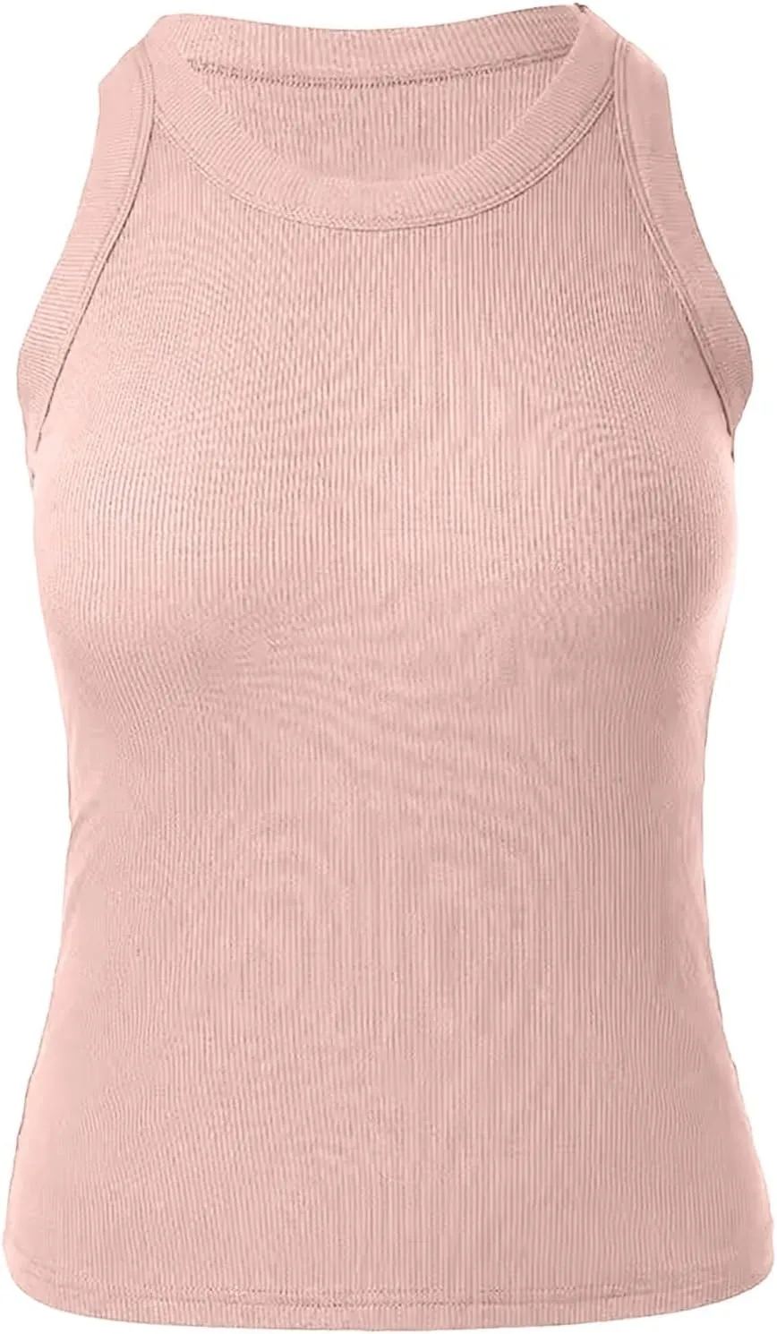Basic Solid Color Sleeveless Tank Top for Women Camisole Tops Blouse Tee Vest Casual Summer Yoga Sports Wear