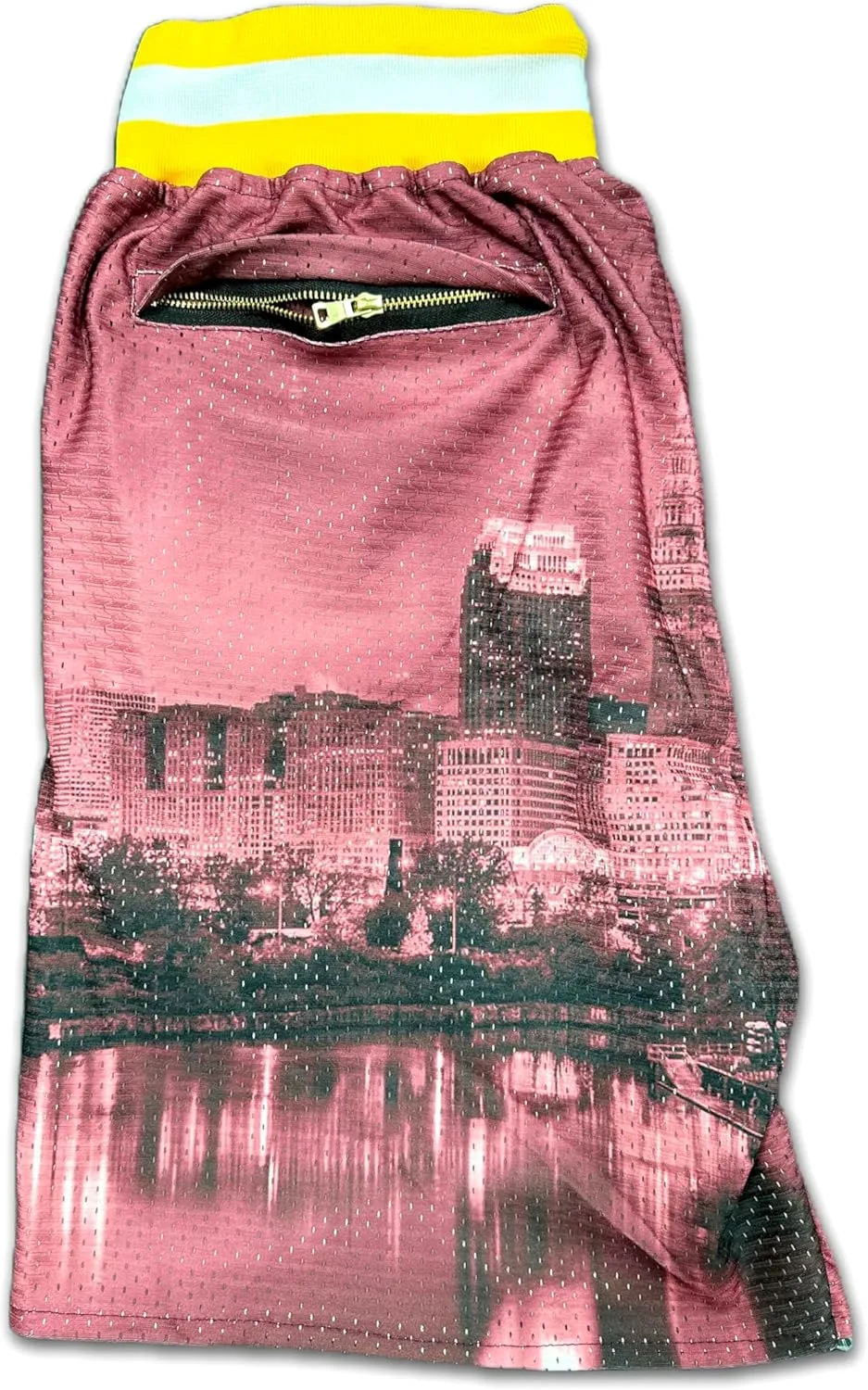 Basketball Shorts City Skyline Night View Zipper Pockets Quick Drying Trunks Fashion Hip-hop Gift for Men Gym Running