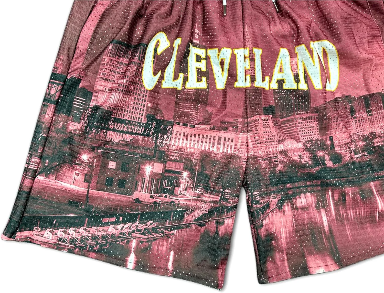 Basketball Shorts City Skyline Night View Zipper Pockets Quick Drying Trunks Fashion Hip-hop Gift for Men Gym Running
