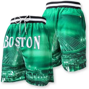 Basketball Shorts City Skyline Night View Zipper Pockets Quick Drying Trunks Fashion Hip-hop Gift for Men Gym Running