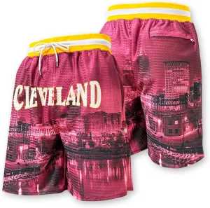 Basketball Shorts City Skyline Night View Zipper Pockets Quick Drying Trunks Fashion Hip-hop Gift for Men Gym Running