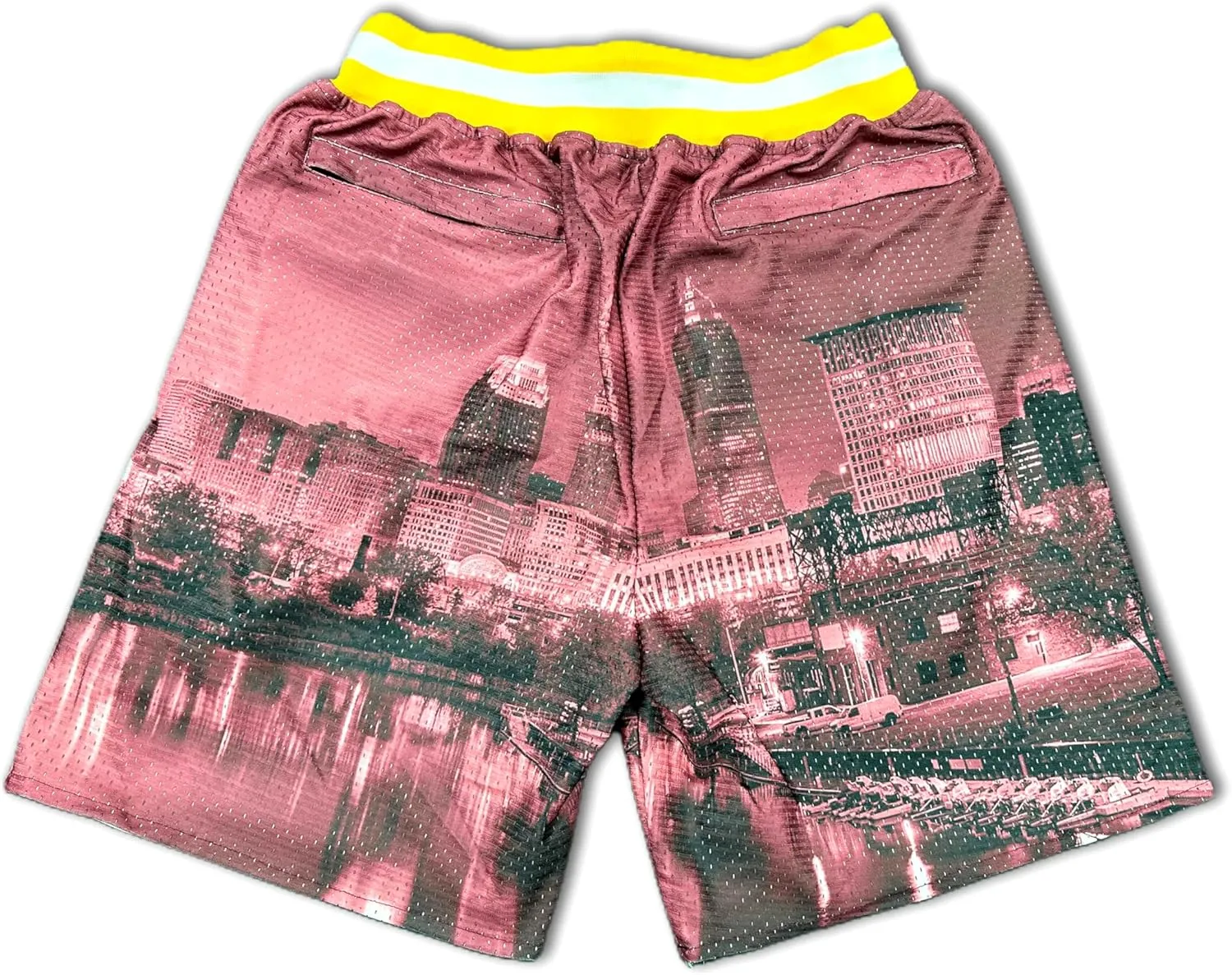Basketball Shorts City Skyline Night View Zipper Pockets Quick Drying Trunks Fashion Hip-hop Gift for Men Gym Running