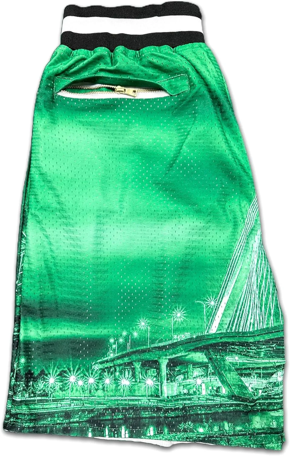 Basketball Shorts City Skyline Night View Zipper Pockets Quick Drying Trunks Fashion Hip-hop Gift for Men Gym Running