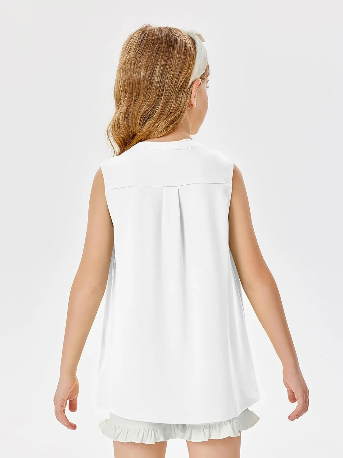 Batermoon Girls Tank Top Summer Cute Sleeveless T Shirt for Teen Henley Ribbed Button Casual Tee Blouse