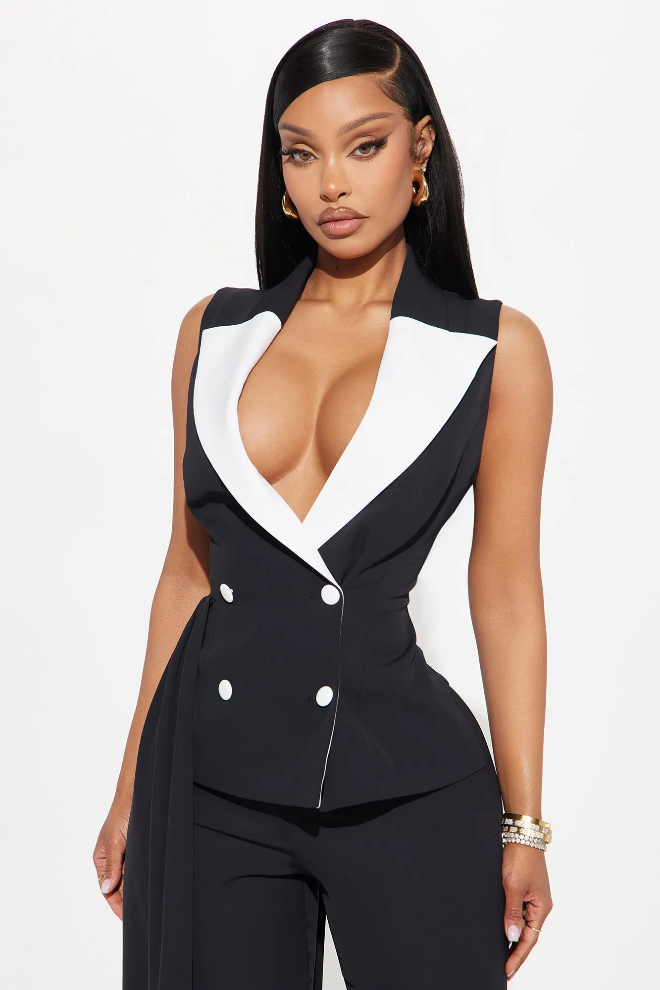 Behind The Veil Jumpsuit - Black/White