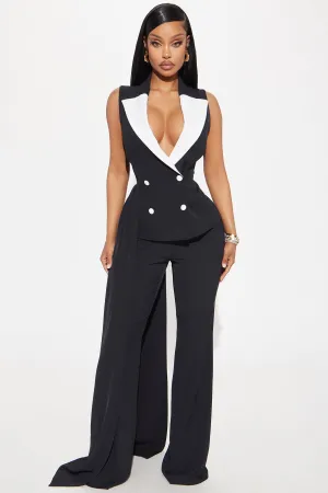 Behind The Veil Jumpsuit - Black/White