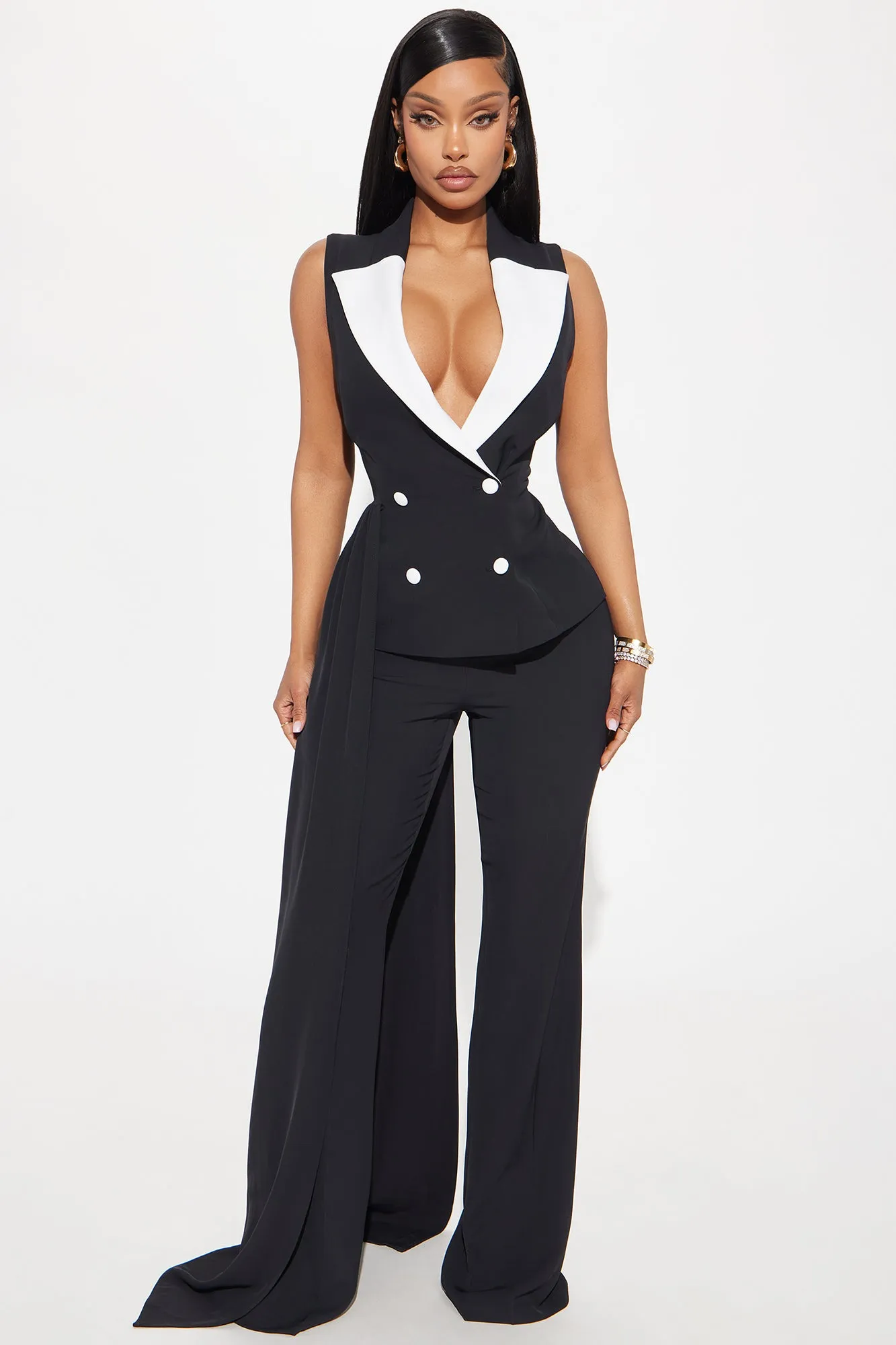 Behind The Veil Jumpsuit - Black/White