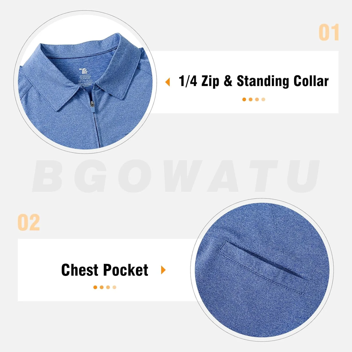 BGOWATU Women's Short Sleeve Golf Polo Shirts 1/4 Zip Tennis Tops Collared T-Shirts UV Protection Quick Dry