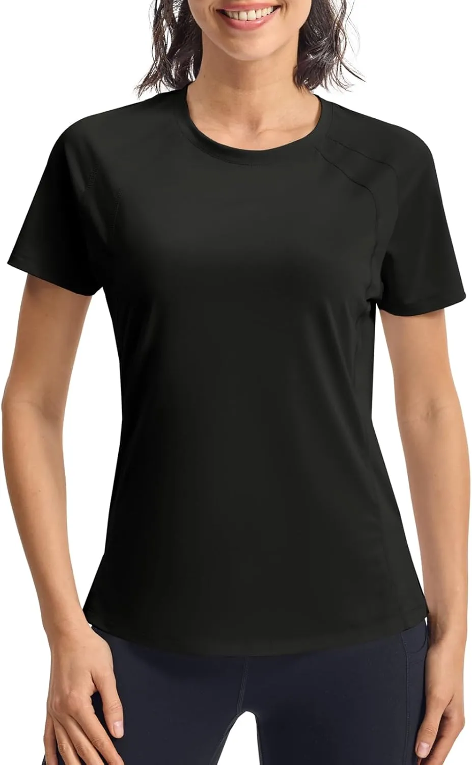 BGOWATU Women's Workout Athletic Tops Short Sleeve Crewneck T-Shirts Running Gym Yoga Tee Dry Fit UV Protection