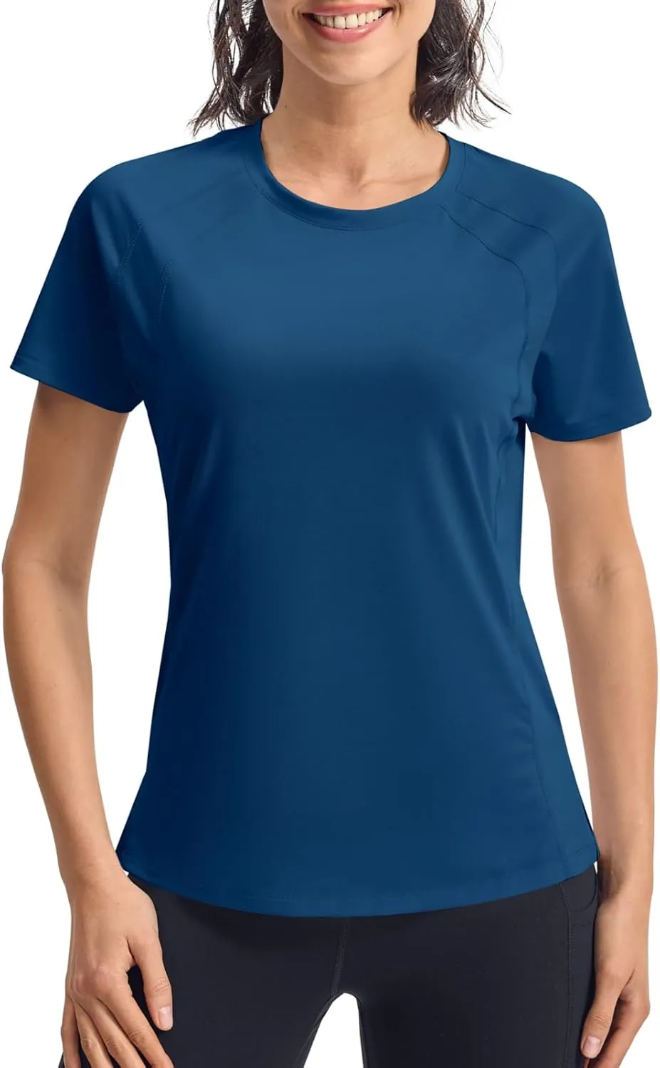 BGOWATU Women's Workout Athletic Tops Short Sleeve Crewneck T-Shirts Running Gym Yoga Tee Dry Fit UV Protection