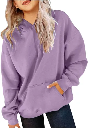 BTDECLAR Hoodies for Teen Girls Oversized Long Sleeve Fleece Hooded Sweatshirt Pullover Tops Cute Preppy Clothes Size 10 12