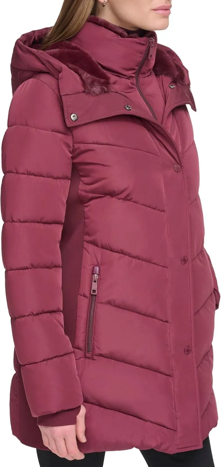 Calvin Klein Women's Long Bib-front Puffer Jacket