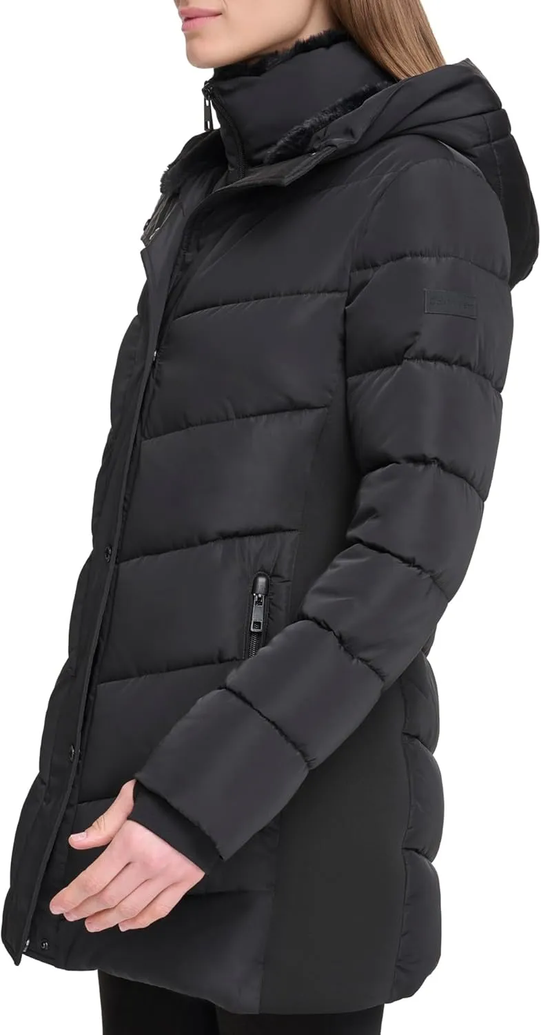 Calvin Klein Women's Long Bib-front Puffer Jacket