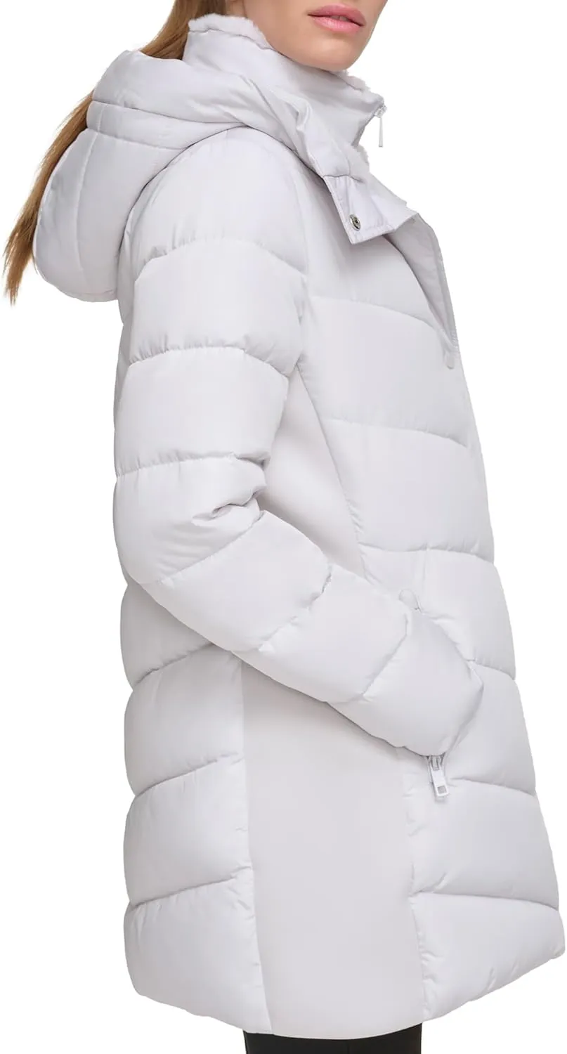 Calvin Klein Women's Long Bib-front Puffer Jacket