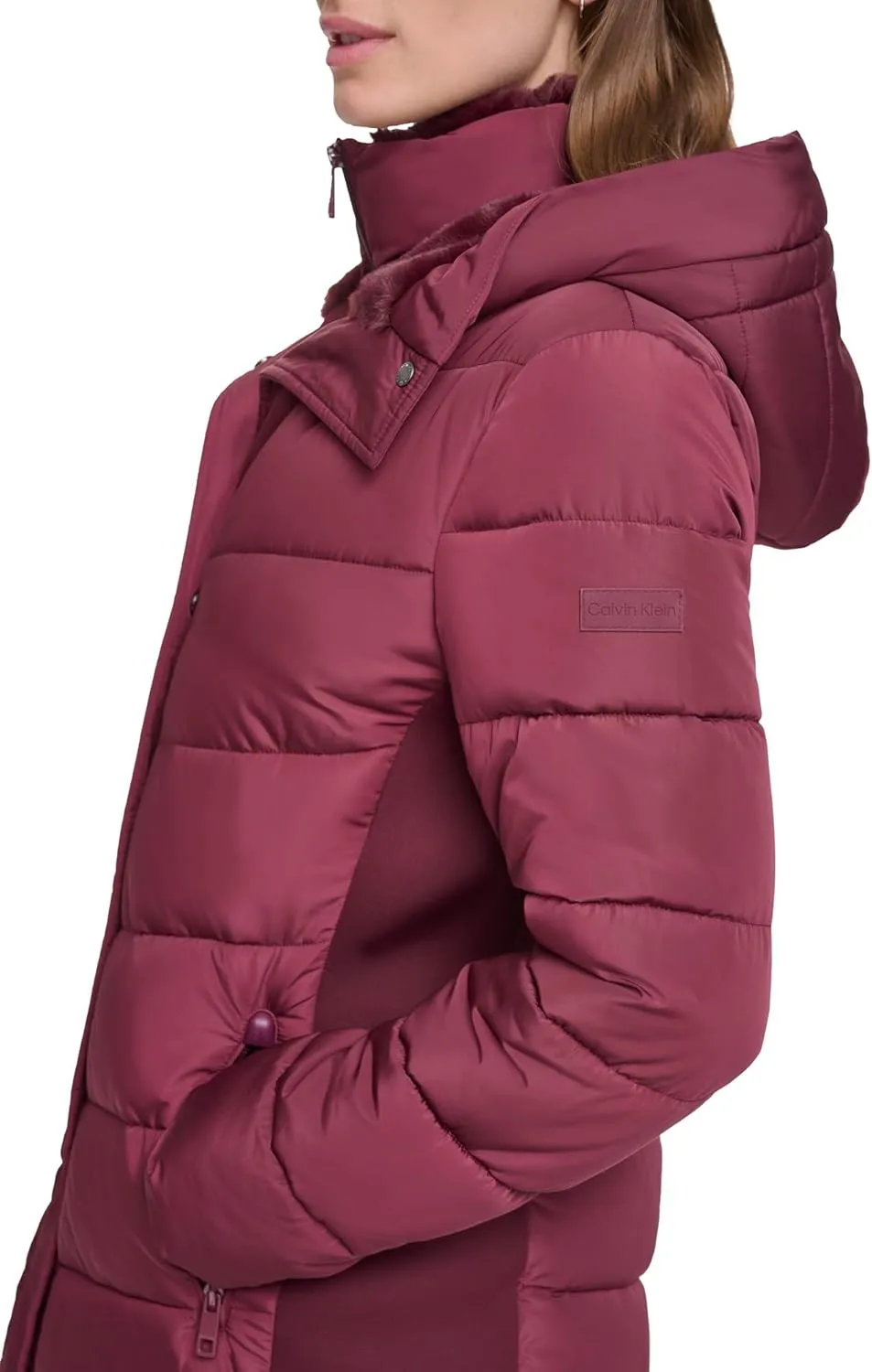 Calvin Klein Women's Long Bib-front Puffer Jacket