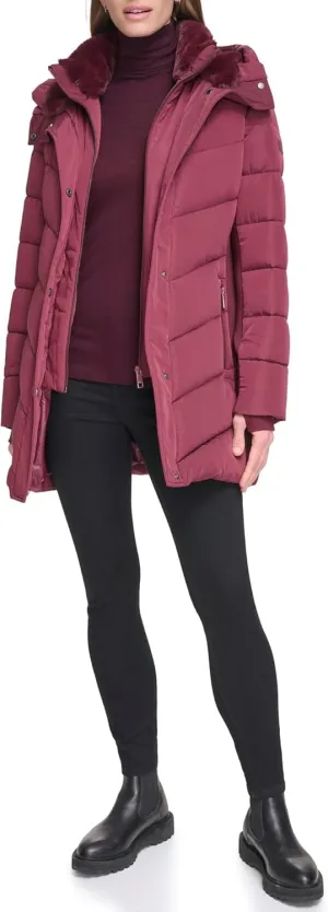 Calvin Klein Women's Long Bib-front Puffer Jacket
