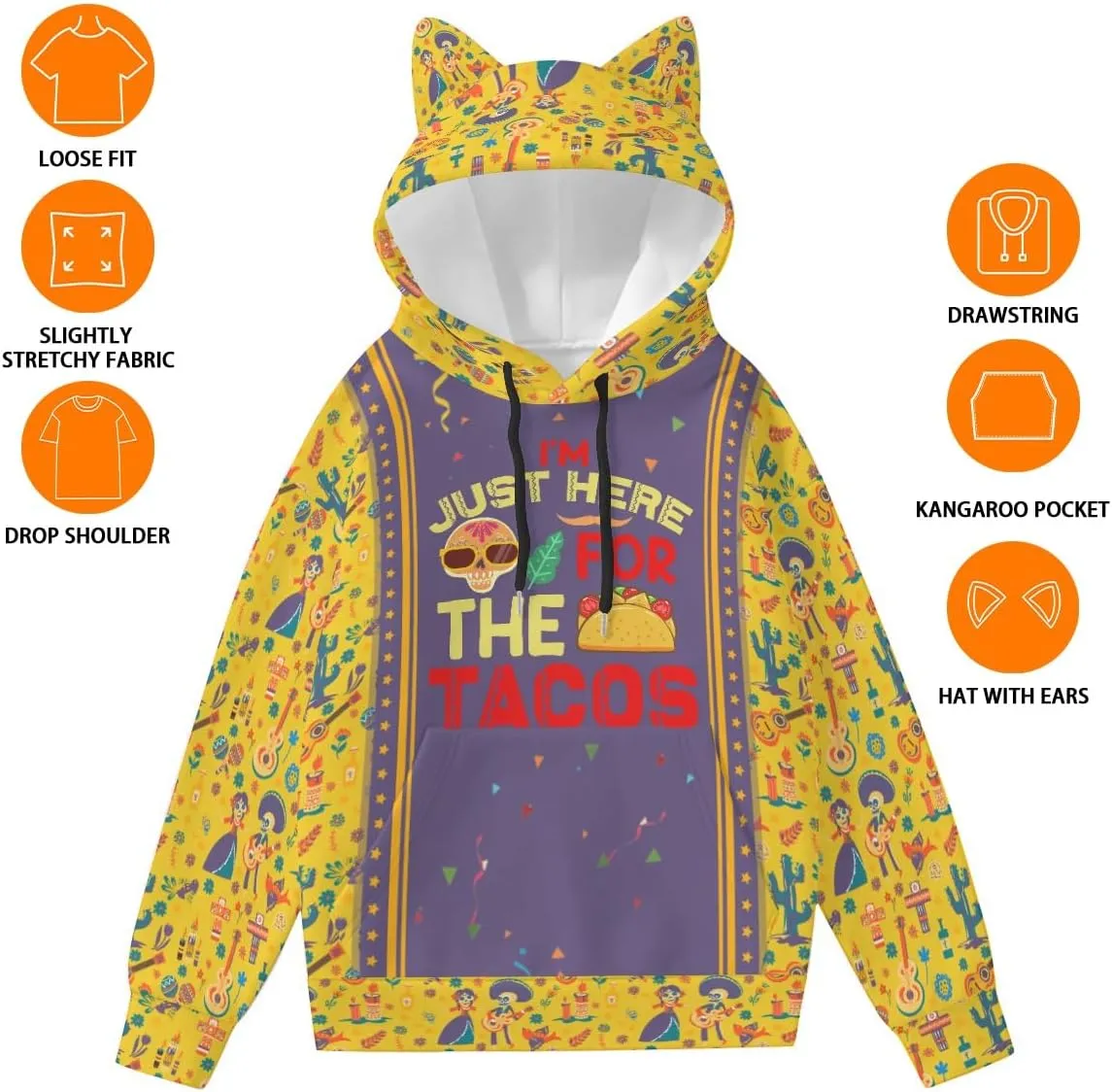 Cat Ear Hoodie For Women Teen Novelty Pullover Print 3D Cute Sweatshirt Long Sleeve Hoodies Girls