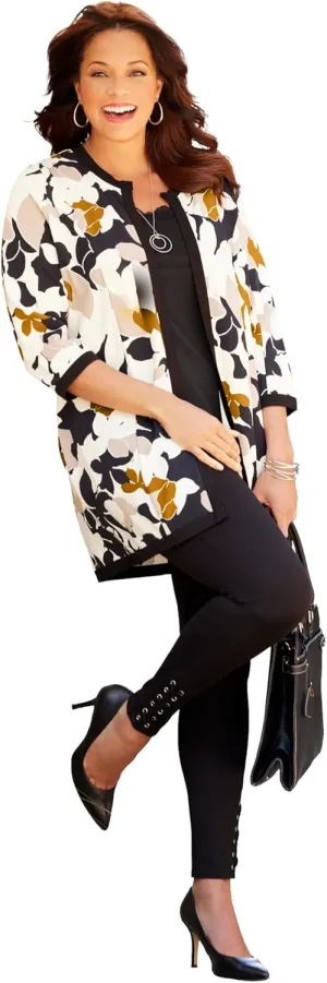 Catherines Women's Plus Size Ponte Print Jacket