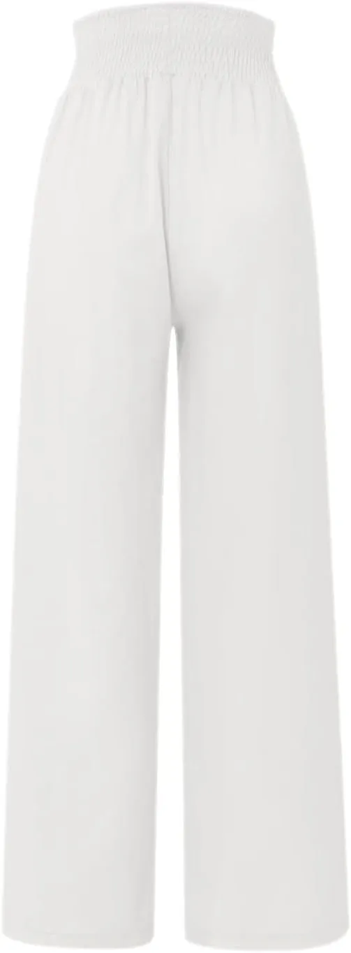 Ceboyel Women Button Straight Leg Summer Pants High Waisted Linen Pants Dressy Causal Linen Trousers Trendy Ladies Outfits